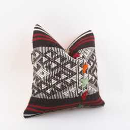 Vintage Turkish Kilim Pillow Cover Handwoven Wool Throw 16x16 - thumbnail 3