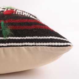 Vintage Turkish Kilim Pillow Cover Handwoven Wool Throw 16x16 - thumbnail 4