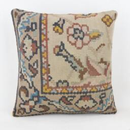 Single Wool Kilim Cushion, 40x40 cm , 16x16Inc, Home Decor , Decorative Pillow, Turkish Pillow Case , K 12 - thumbnail 1