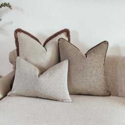 Textured Taupe Beige Cushion Cover - Custom Throw Pillow - Chester - thumbnail 3