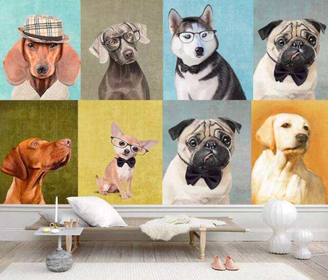 Colorful Dogs Wallpaper Mural, Peel & Stick, Removable Wall Art - image 1