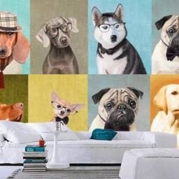 Colorful Dogs Wallpaper Mural, Peel & Stick, Removable Wall Art - thumbnail 3
