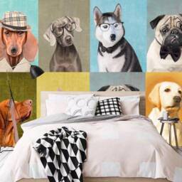 Colorful Dogs Wallpaper Mural, Peel & Stick, Removable Wall Art - thumbnail 2