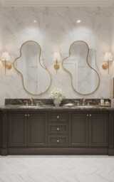 Modern Asymmetrical Organic Wall Mirror - Vanity Curved Brass