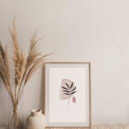 Neutral Abstract Shapes Floral Prints - Set Of 3, Blush Pink, Boho Wall Art, Living Room Prints, Bedroom New Home - thumbnail 3