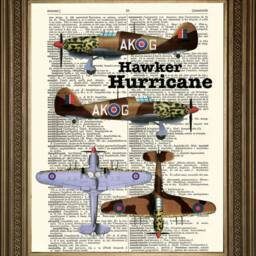 Wwii Aircraft Art Print Vintage Dictionary Page - Spitfire, Hurricane, Lancaster - thumbnail 2