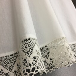 White Cotton Curtains Cafe Kitchen Valance Linen Lace Panels - thumbnail 2