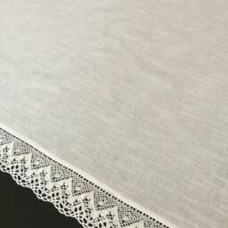 White Cotton Curtains Cafe Kitchen Valance Linen Lace Panels - thumbnail 3