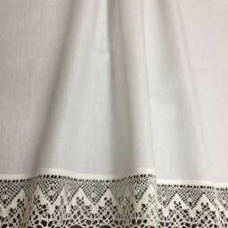 White Cotton Curtains Cafe Kitchen Valance Linen Lace Panels - thumbnail 4