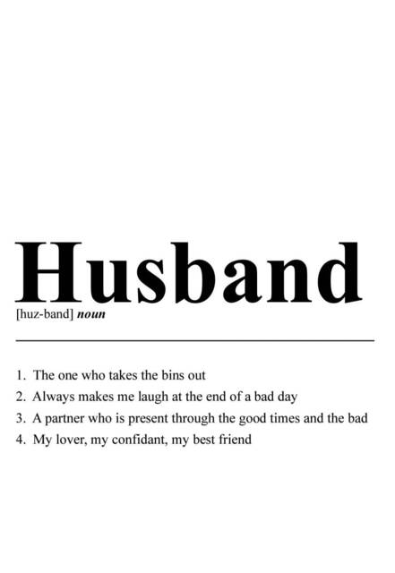Husband Definition Print, A4 Gift For Him, Hungry, Design, Definition, Friend Gift, Best Friend, My Husband - image 1