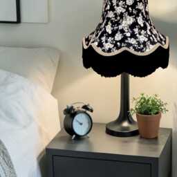 Black Floral Fabric Lampshade Handmade For Table & Floor Standard Lamps Bases, Clip On Wall Lights, Ceiling Pendants - thumbnail 2