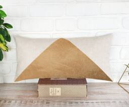 Urla Mustard & Linen Fabric Triangle Design Lumbar Pillow Cover-7Colors /Modern Scandinavian Homes-1Qty