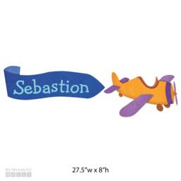 Personalized Plane Name Banner Wall Decal For Boys Room Transportation Theme - Orange/Purple/Blue - 1054-stick - thumbnail 1