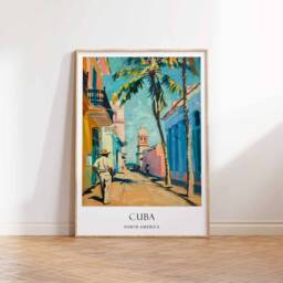 Cuba Poster, Havana Caribbean Cuban Culture, Vintage Latin American Travel Wall Decor - thumbnail 3