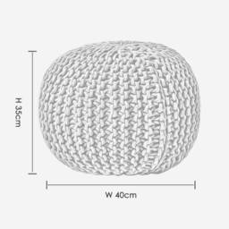 Cotton Round Knitted Pouffe, Boho Macrame Footstool - Available in 5 Colours & 2 Sizes - thumbnail 4