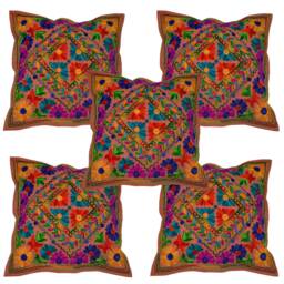 Indian Pillow Cover Woolen Embroidered Suzani Cushion Covers Handmade Embroidery Rangoli Designs Case High Fashion Retro Look Cotton