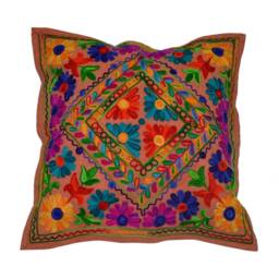 Indian Pillow Cover Woolen Embroidered Suzani Cushion Covers Handmade Embroidery Rangoli Designs Case High Fashion Retro Look Cotton - thumbnail 2