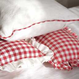 Red Gingham Lumbar Ruffle Cushion Cover Extra Large Bolster Pillow Long Vichy Frilled Check Throw Custom Sizes - thumbnail 4