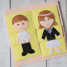 Montessori Busy Book Page Felt Wedding Puzzle, Quiet Toddler Toy - thumbnail 2