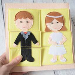 Montessori Busy Book Page Felt Wedding Puzzle, Quiet Toddler Toy - thumbnail 4