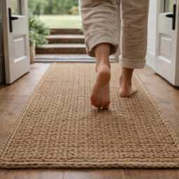 Hallway Runner Rug, Jute Long Narrow Runner, Handmade Natural Custom Size - thumbnail 1