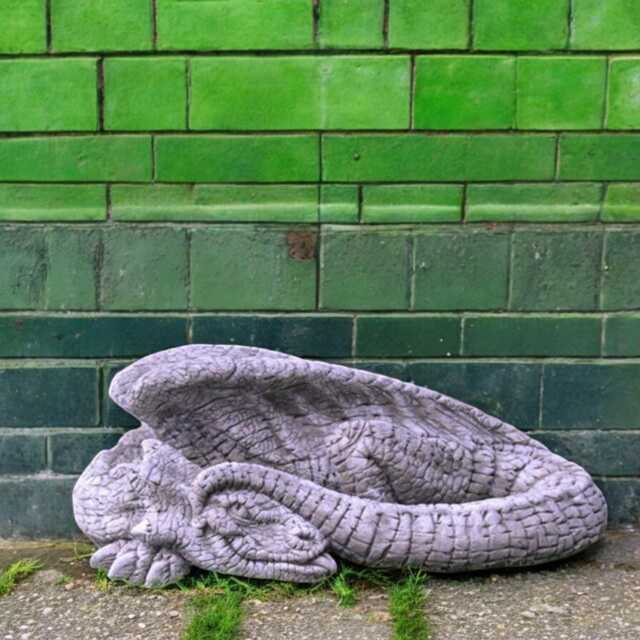 Concrete Lying Dragon Statue Stone Resting Figurine Outdoor Fantasy Sculpture Garden Ornament Cement Mythical Decor Relaxed Gift - image 1