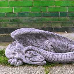 Concrete Lying Dragon Statue Stone Resting Figurine Outdoor Fantasy Sculpture Garden Ornament Cement Mythical Decor Relaxed Gift - thumbnail 3