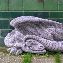 Concrete Lying Dragon Statue Stone Resting Figurine Outdoor Fantasy Sculpture Garden Ornament Cement Mythical Decor Relaxed Gift - thumbnail 2