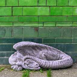 Concrete Lying Dragon Statue Stone Resting Figurine Outdoor Fantasy Sculpture Garden Ornament Cement Mythical Decor Relaxed Gift - thumbnail 1