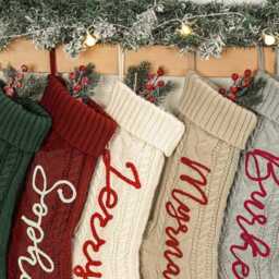 Personalized Knitted Christmas Stocking 3D Name Embroidery - thumbnail 3