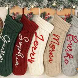 Personalized Knitted Christmas Stocking 3D Name Embroidery - thumbnail 2