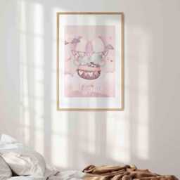 Personalised Pink Elephant Wall Art - Custom Name Print Cute Safari Nursery Poster Baby Bedroom Decor Adorable Animal Gift For Girl