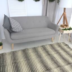 Handwoven Wool Rug Runner Scandinavian Rustic Black & White - thumbnail 3
