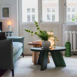 Round Oak Coffee Table - Handmade From Solid Wood Timeless & Natural Design - thumbnail 1