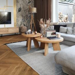 Round Oak Coffee Table - Handmade From Solid Wood Timeless & Natural Design - thumbnail 3