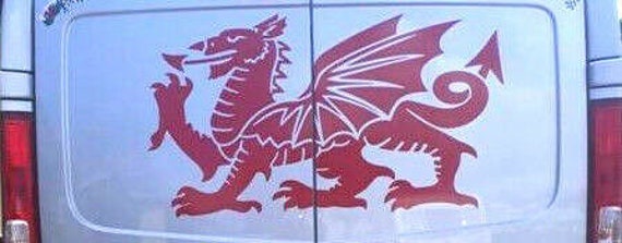 Large 23 X 16 Welsh Dragon Wales Vinyl Car Bonnet Side Sticker Decal Wall Art Animal Graphic Silhouette Van Lorry Motorhome Campervan Cymru