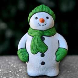 Christmas Snowman Sculpture Concrete Figurine Cement Winter Ornament Handmade Front Door Decoration Lover Gift - thumbnail 2