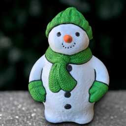 Christmas Snowman Sculpture Concrete Figurine Cement Winter Ornament Handmade Front Door Decoration Lover Gift - thumbnail 4