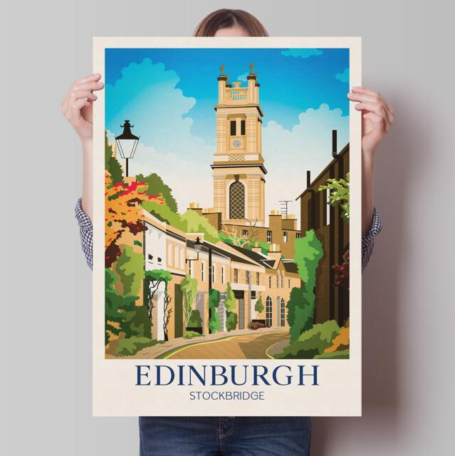 Edinburgh Travel Poster, Circus Lane, Stockbridge, Scotland, Wall Art - image 1