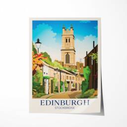 Edinburgh Travel Poster, Circus Lane, Stockbridge, Scotland, Wall Art - thumbnail 2