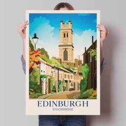 Edinburgh Travel Poster, Circus Lane, Stockbridge, Scotland, Wall Art - thumbnail 1