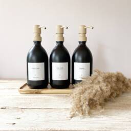 New Black Glass Refillable Bottle 500Ml With Waterproof Label, Soap Dispenser, Dish Soap