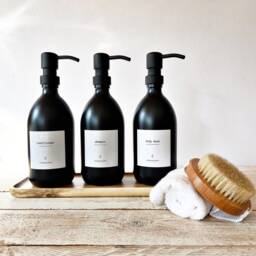 New Black Glass Refillable Bottle 500Ml With Waterproof Label, Soap Dispenser, Dish Soap - thumbnail 3