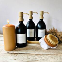 New Black Glass Refillable Bottle 500Ml With Waterproof Label, Soap Dispenser, Dish Soap - thumbnail 2