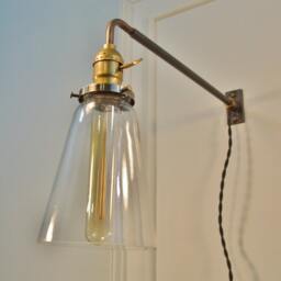 Vintage Industrial Wall Mount Light - Glass Tubular Shade Machine Age Lamp Sconce - thumbnail 4