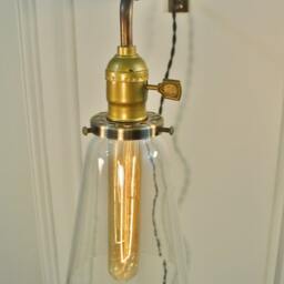 Vintage Industrial Wall Mount Light - Glass Tubular Shade Machine Age Lamp Sconce - thumbnail 3