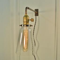 Vintage Industrial Wall Mount Light - Glass Tubular Shade Machine Age Lamp Sconce - thumbnail 2