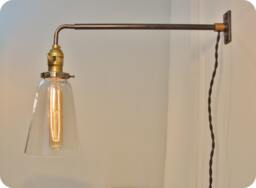 Vintage Industrial Wall Mount Light - Glass Tubular Shade Machine Age Lamp Sconce
