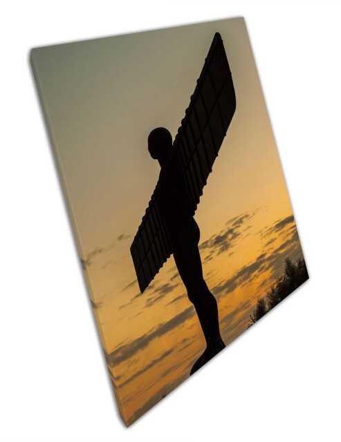 Angel Of The North Dusk Canvas Iconic Gateshead Sculpture Twilight Landscape Wall Art For Home & Office - image 1