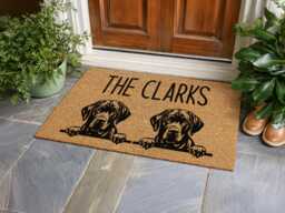 Custom Family Name Rug - Unique Multi Pet Portrait Sign Durable Natural Coir - thumbnail 1